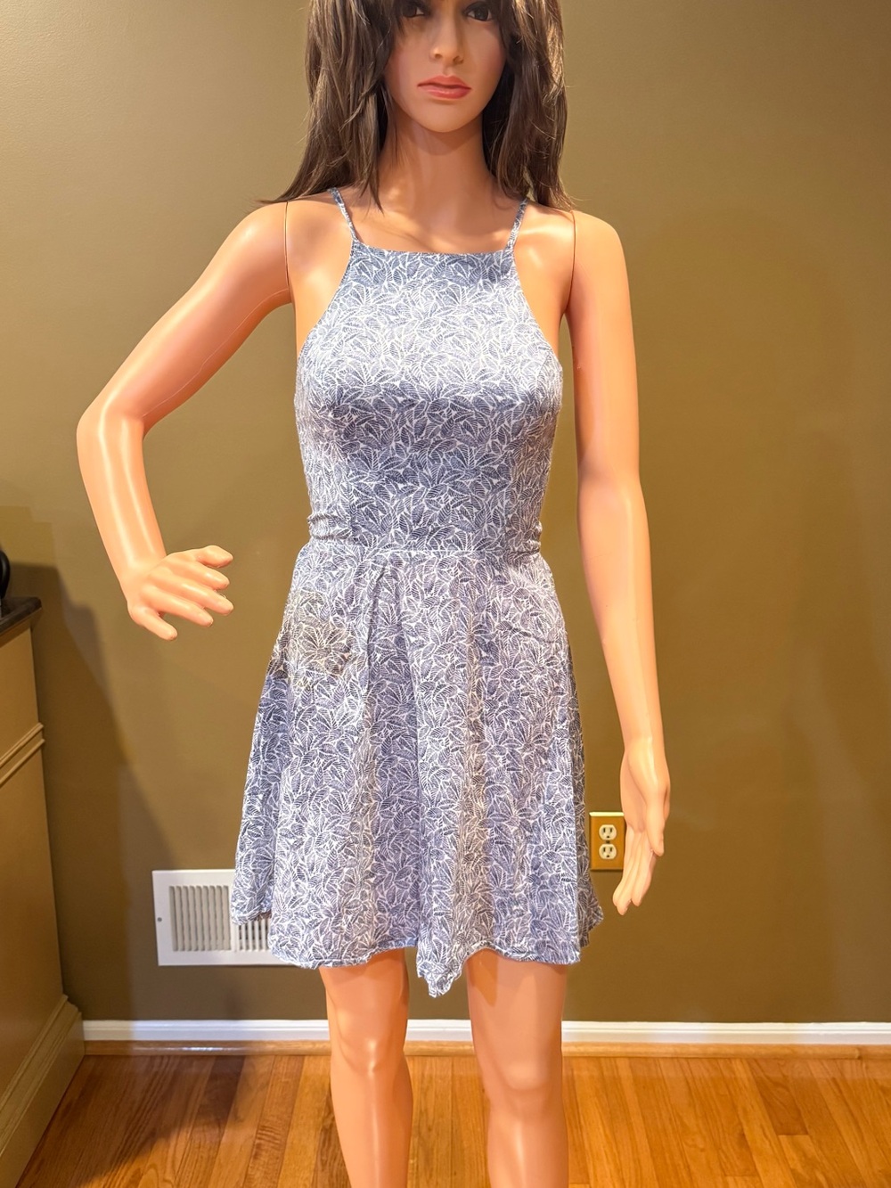 Hollister Light Blue Floral Halter Mini Dress